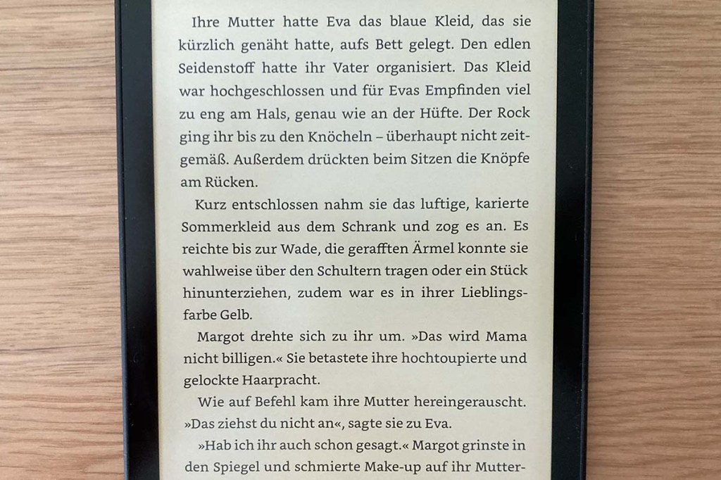 Nahaufnahme Text bei einem eBook-Reader