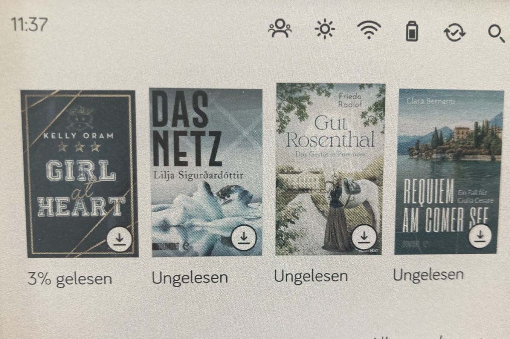 Nahaufnahme Farbdisplay eines eBook-Readers