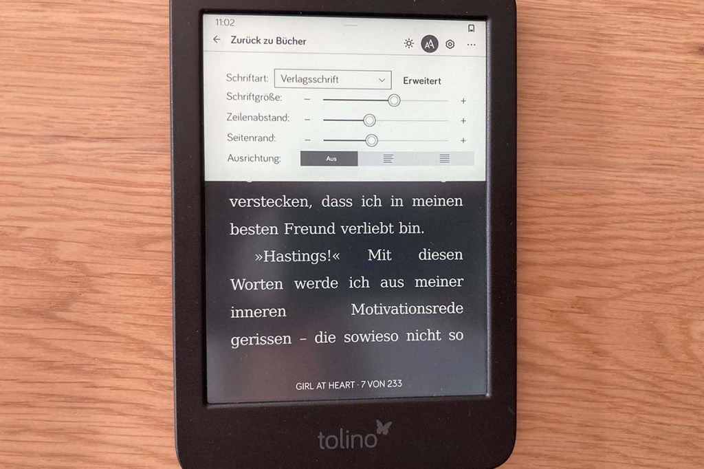 Blick in das Menü eines eBook-Readers