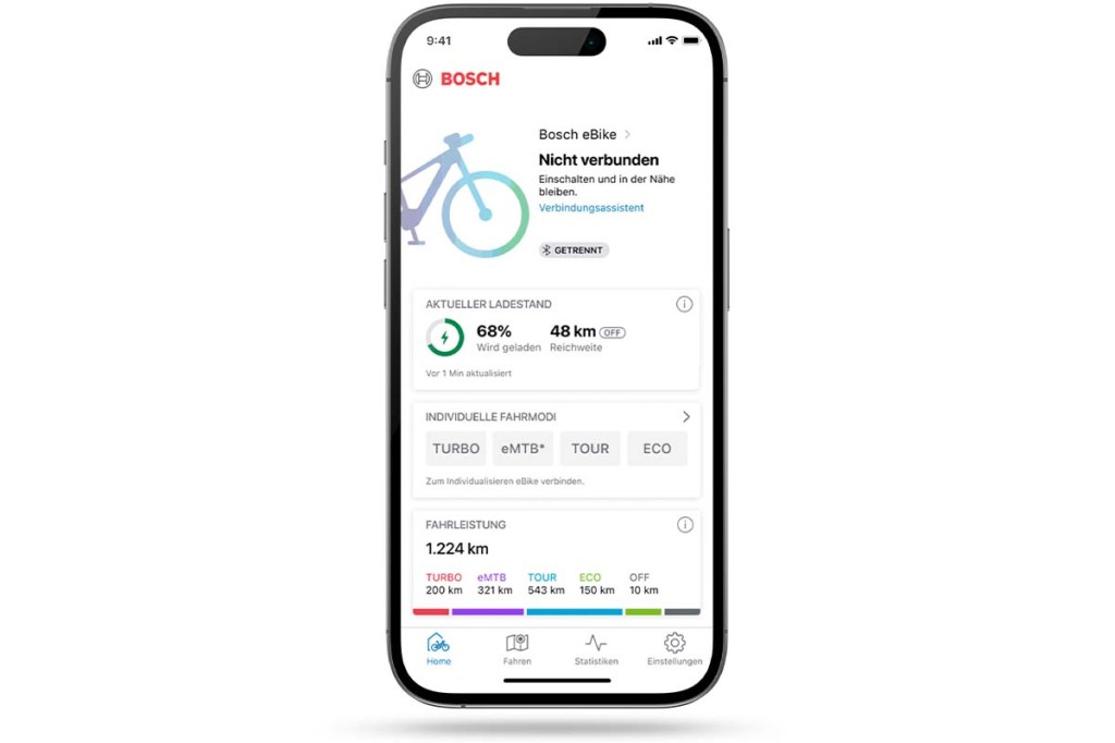 Smartphone Bildschirm, der die App von Bosch zeigt