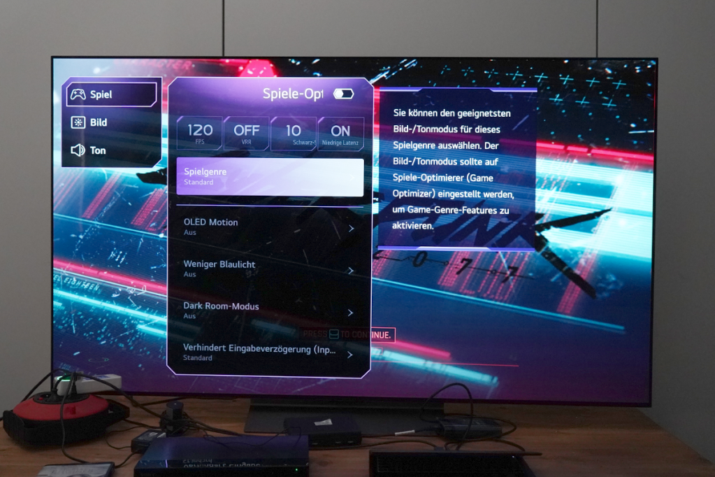 Der LG OLED C4 mit dem Gaming Mode