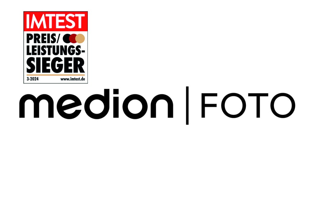 Logo Medion Foto mit Preis-Leistungssieger-Siegel von IMTEST