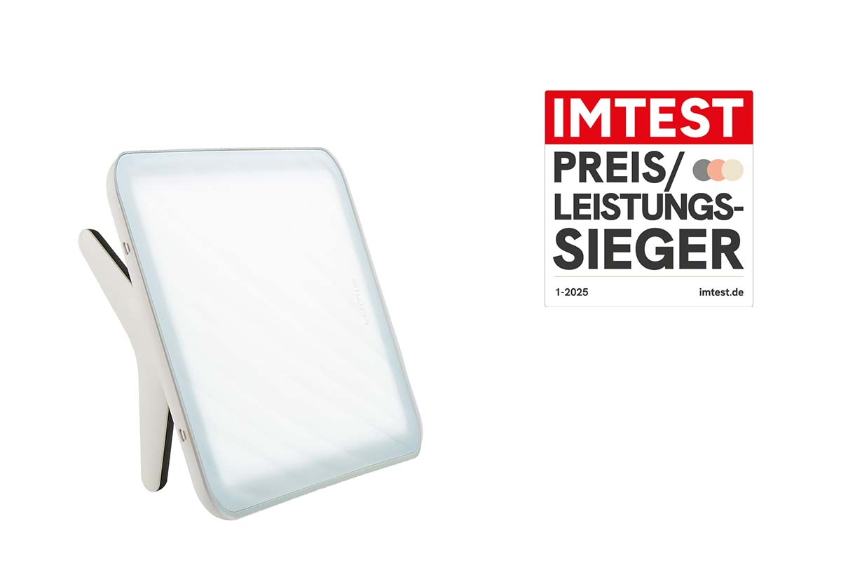 Productshot Tageslichtlampe mit Preis-Leistungssieger Siegel