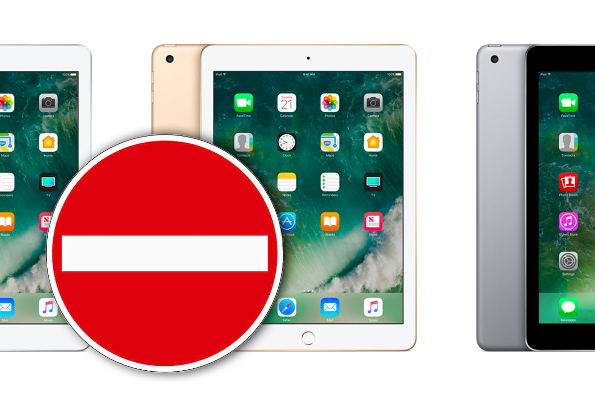 Ipads im Hintergrund, davor ein Einbahnstraßen-Verkehrszeichen.