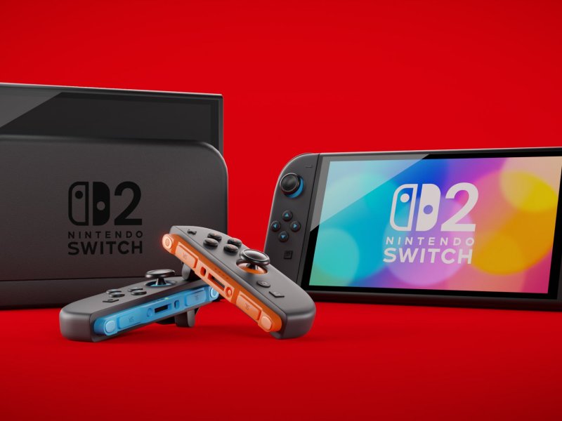 Das 3D-Render einer möglichen Switch 2 mit Dock und Joycons