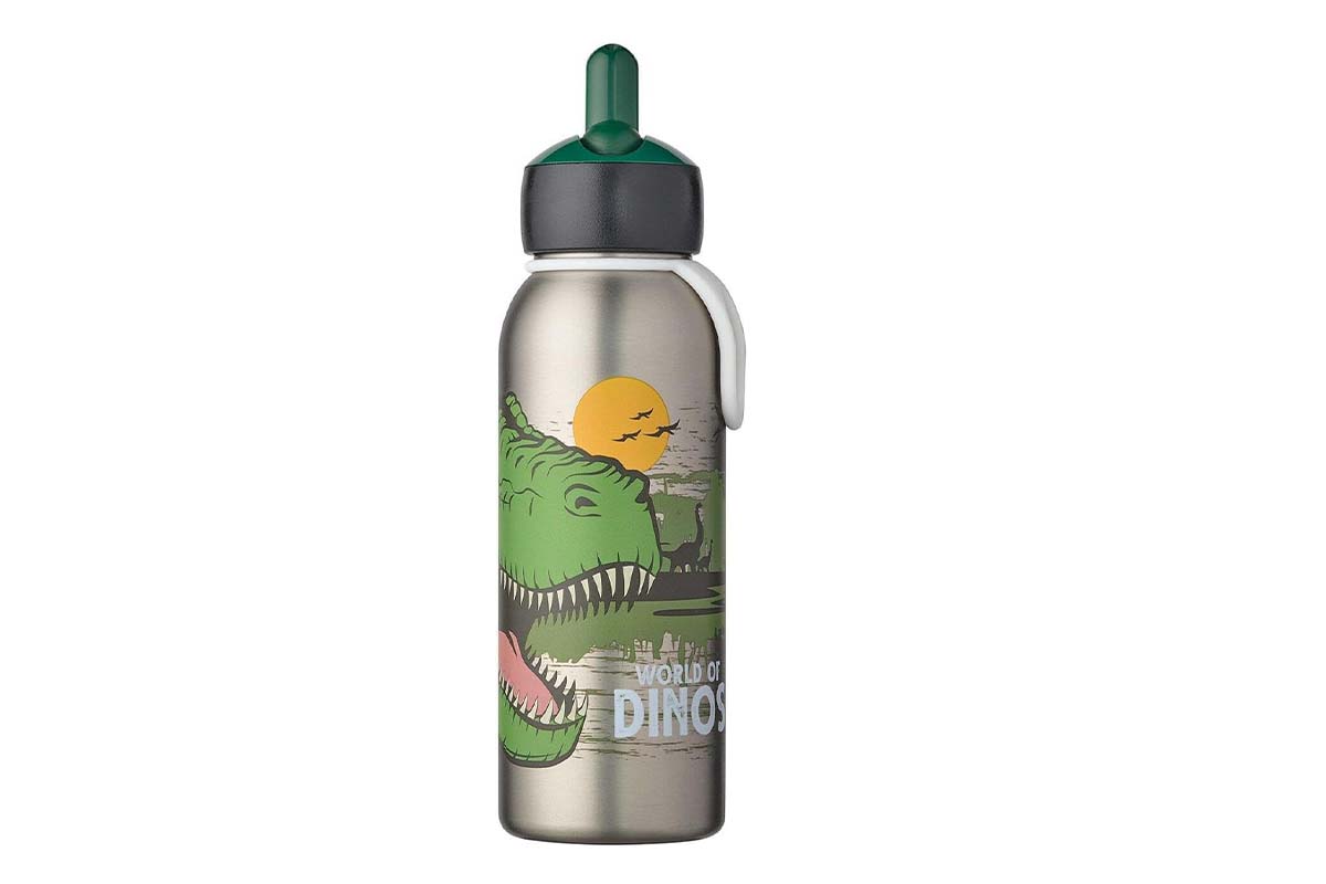 Productshot Trinkflasche mit Dino-Aufdruck